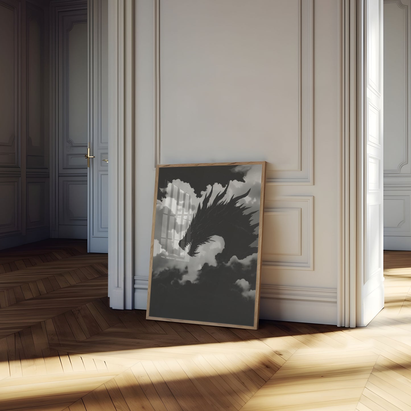 Stormy Dragon Silhouette Poster