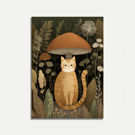 Affiche Chat Sous Un Champignon