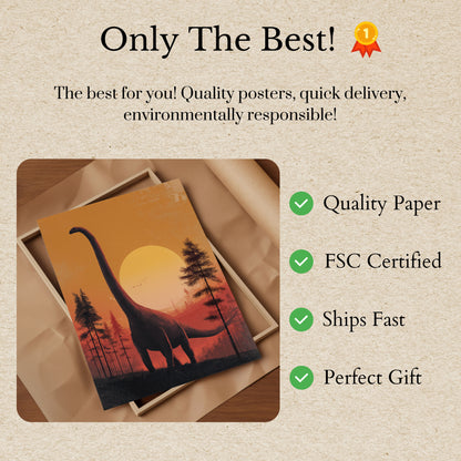 Sunset Brachiosaurus Forest Poster