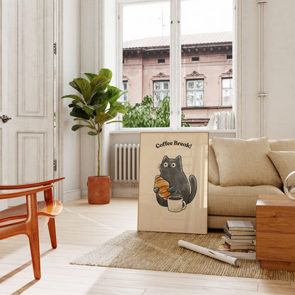 Cute Cat Coffee Break Poster