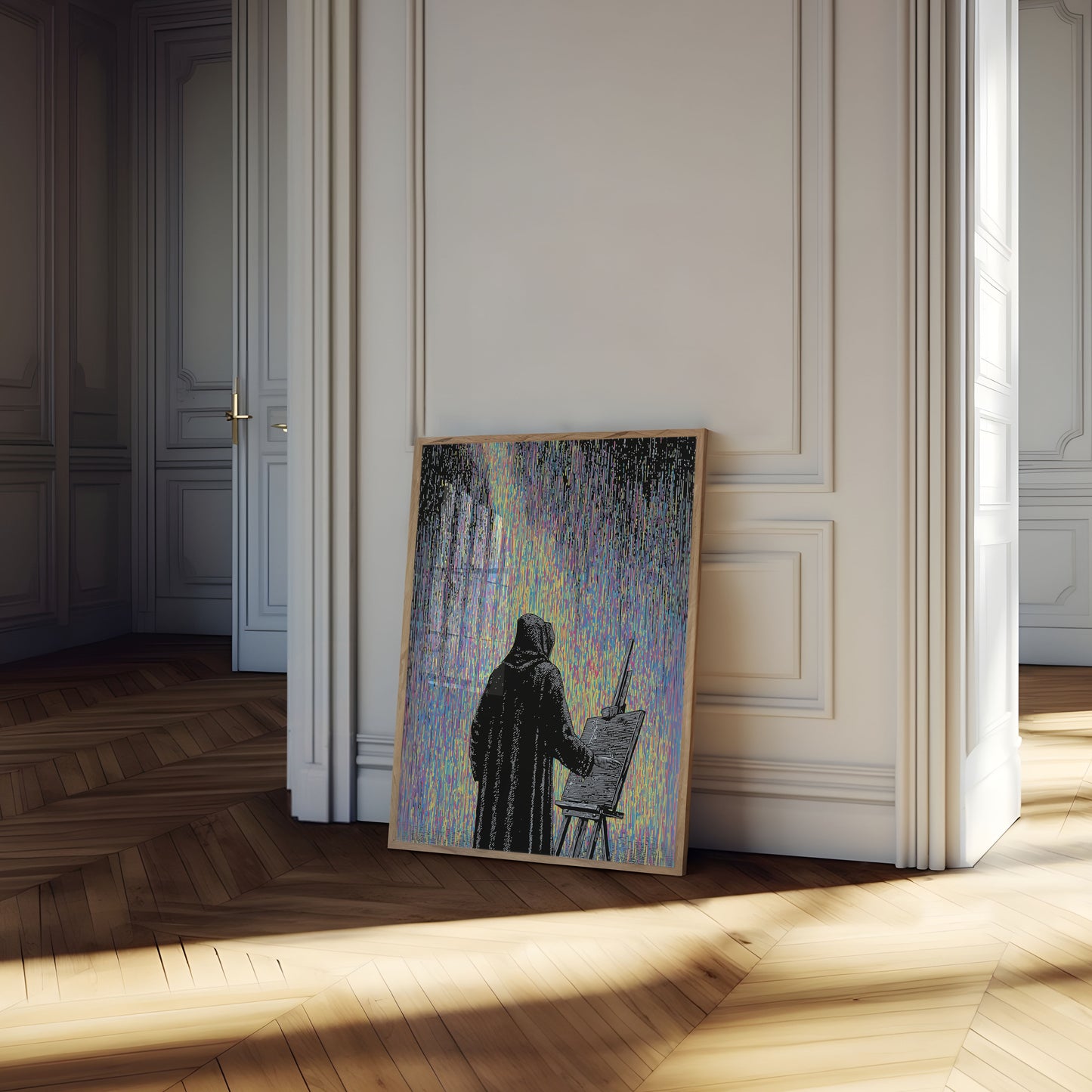 Artista Creando Póster de Realidad Digital