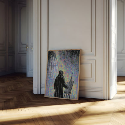 Artista Creando Póster de Realidad Digital