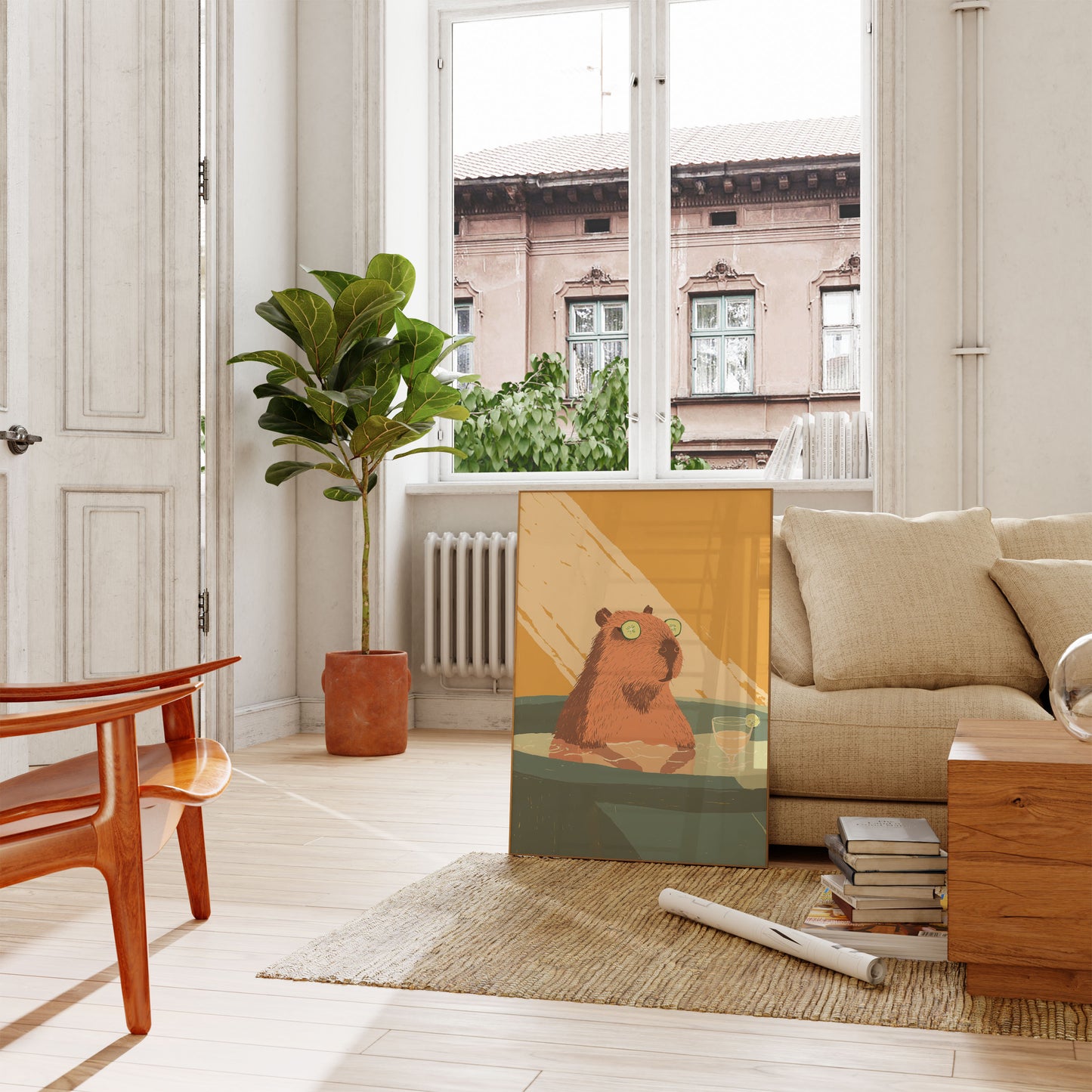 Kapybara Slapper i Vand Plakat