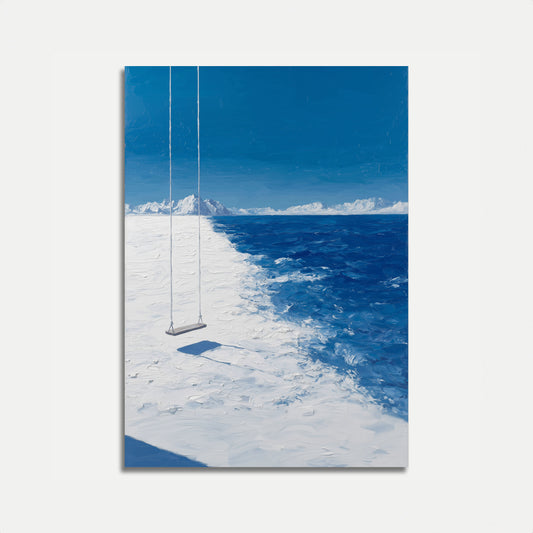 Solitary Swing Ocean Landscape Poster