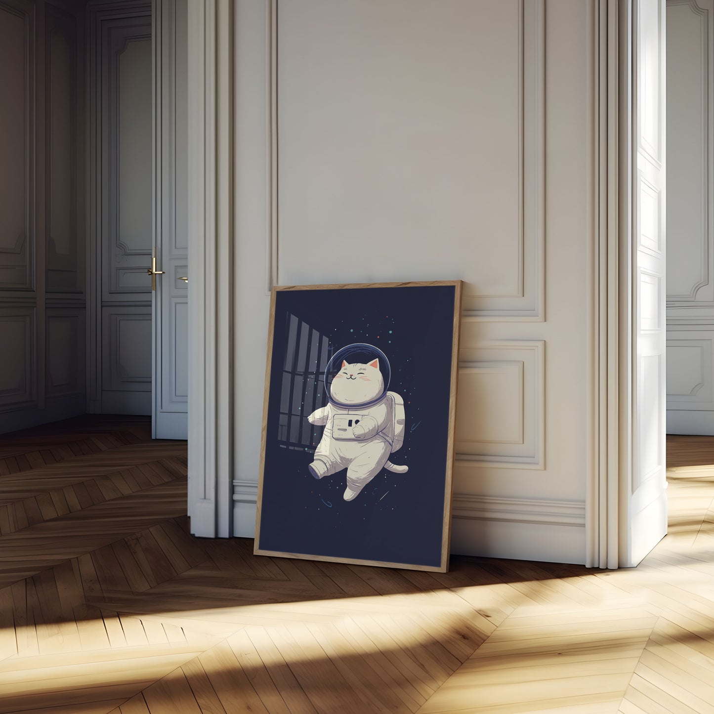 Cartel de Gato Astronauta en el Espacio