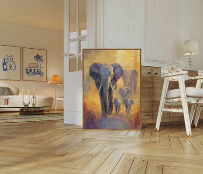 Affiche de la Famille Éléphant Doré