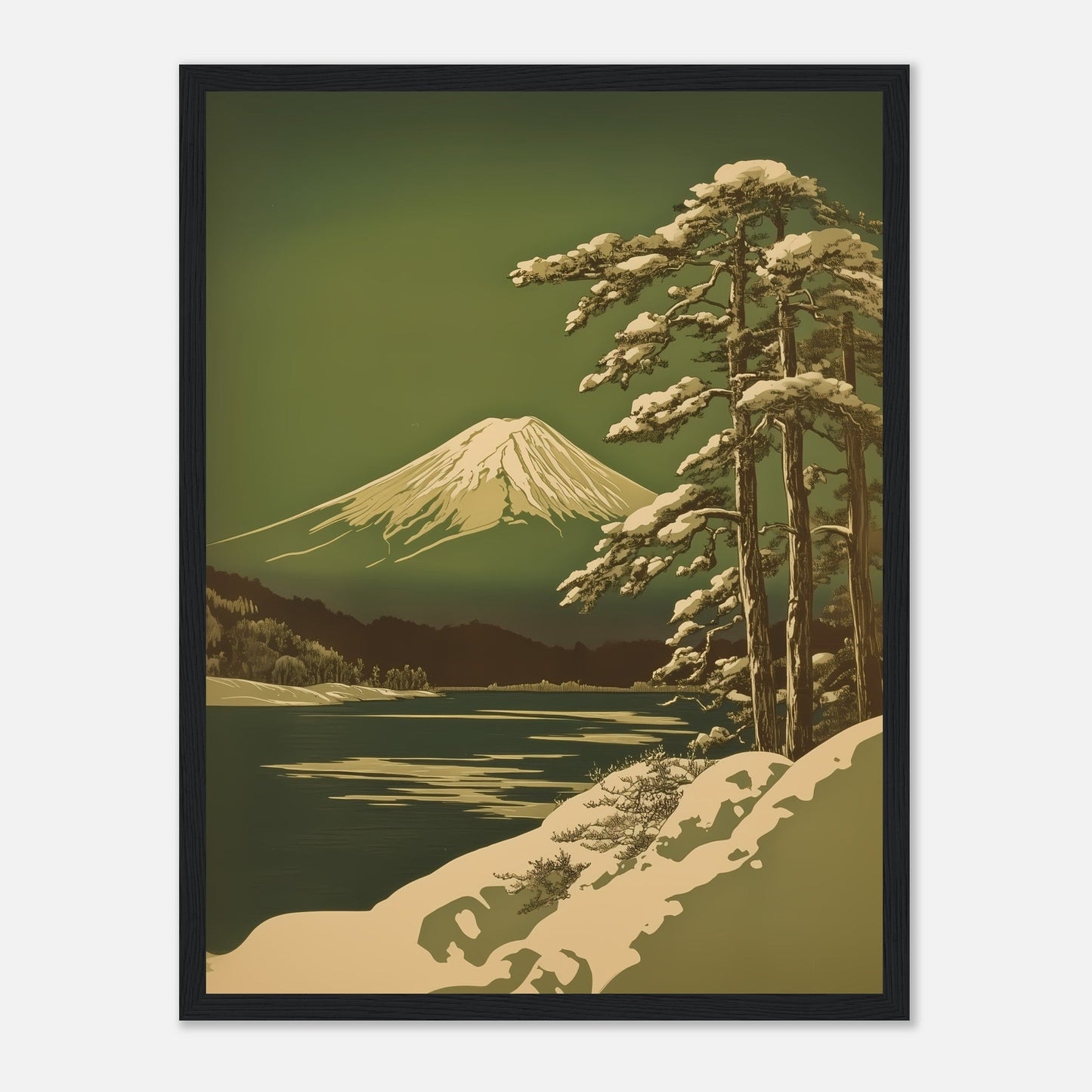 Mount Fuji’s Snowy Embrace – Poster