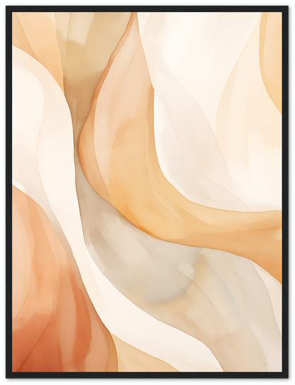 Abstract art with smooth, flowing shapes in soft brown and white tones.