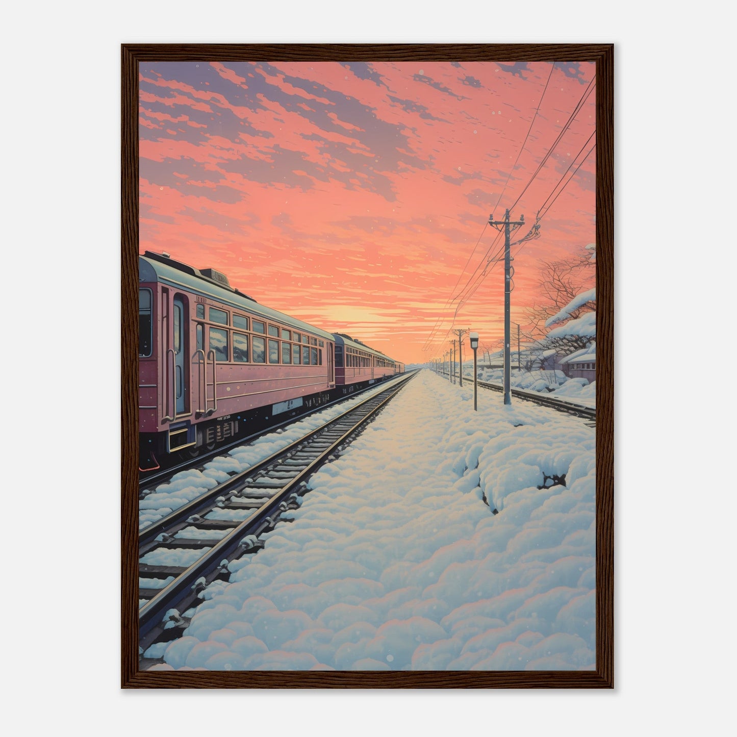 Japanese Train in Sunset - Poster