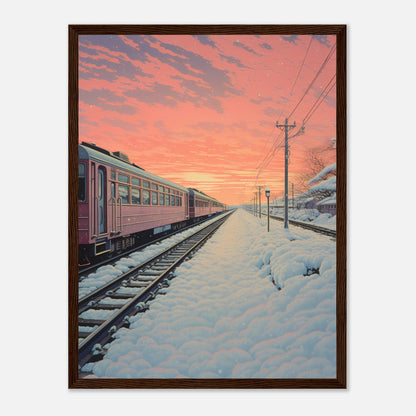 Japanese Train in Sunset - Poster