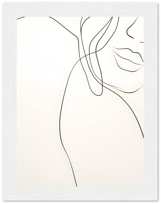 Abstract line art of a woman's face in a frame.