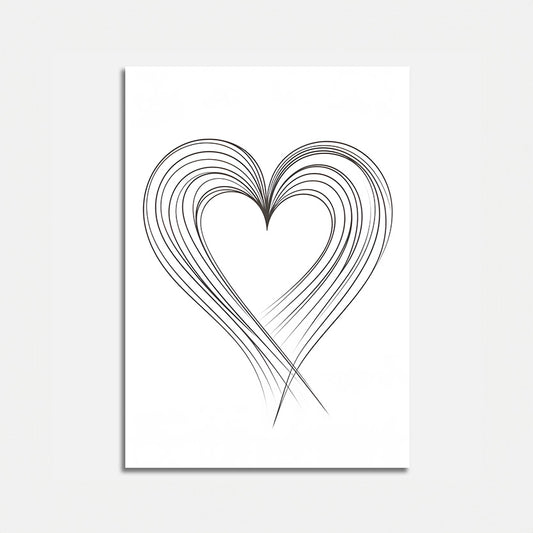 Abstract line art of a heart on a white background.