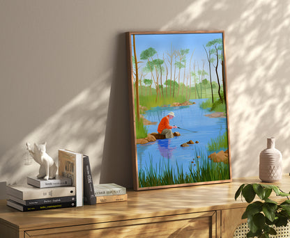 Fisherman - David Hockney Poster Print Material   