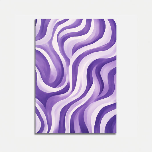 A canvas with a purple and white abstract wavy pattern.