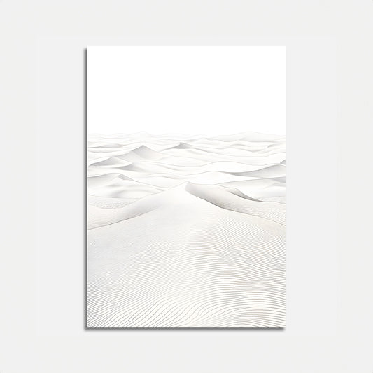 Abstract monochrome illustration of wavy lines creating a desert dune landscape.