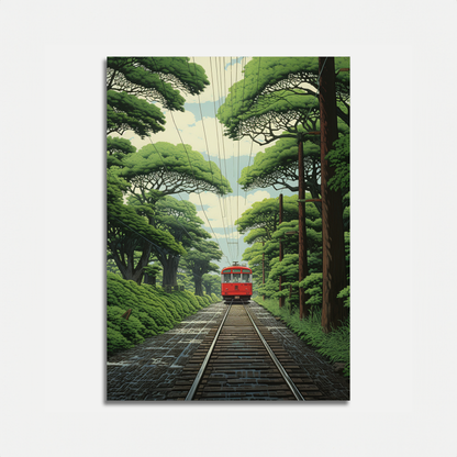 Train Through Japanese Forest – Poster